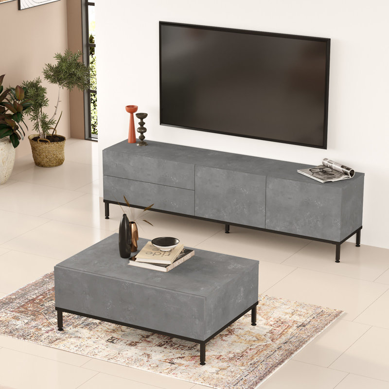Living Room Furniture Set, Gris / noir