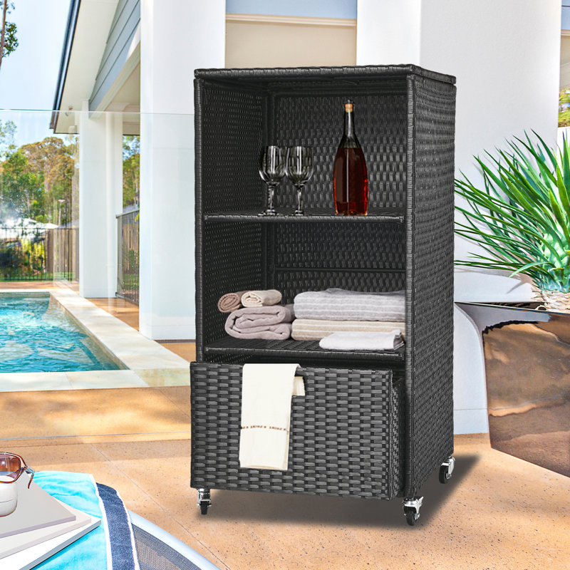 Outdoor Towel Rack for Pool Outdoor Pool Towel Storage Cabinet Black