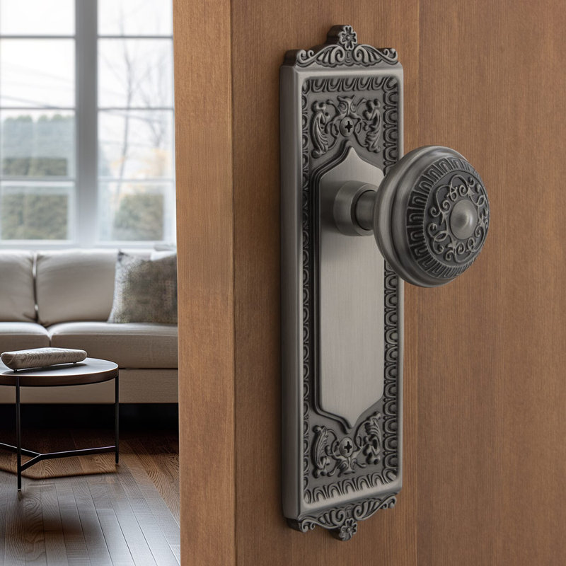 Egg & Dart Plate with Egg & Dart Door Knob, Antique Pewter