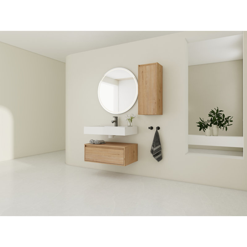 Meuble-lavabo mural 30 po avec lavabo en résine et armoire d'appoint