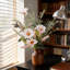 Bouquet de marguerite artificielle rose et d'eucalyptus - Tiges de fleurs sauvages en soie réalistes de 14 po, décoration de table de ferme pour la Saint-Valentin, Pâques, mariages et centres de table