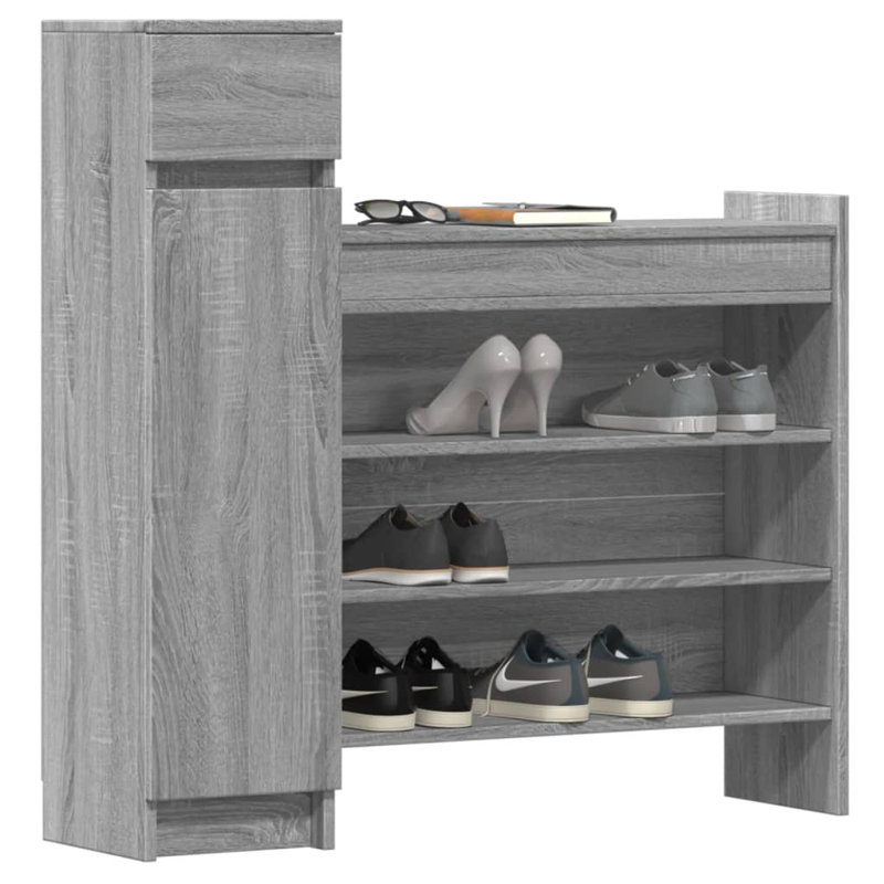 12 Pair Shoe Storage Cabinet, Grey Sonoma