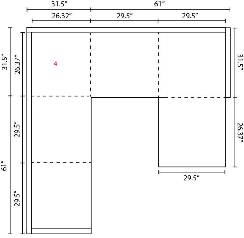 Travira Outdoor 4 - Seat Patio Sectional, Tekwood Natural, Stone