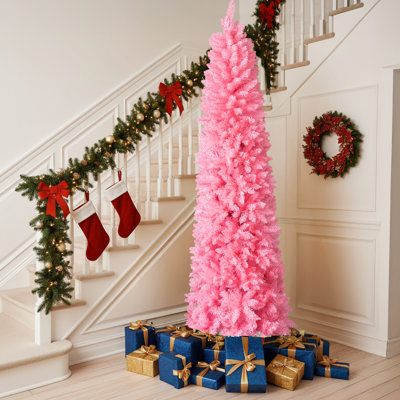 Arbre de Noël artificiel, pin articulé non éclairé - conception mince et compacte, support robuste, pour les décorations des Fêtes à la maison / appartement / bureau