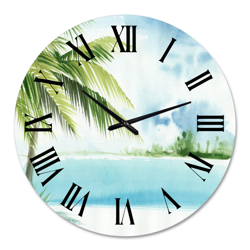 Palm Beach Resort At Dawn I - Horloge murale nautique et côtière, Surdimensionné