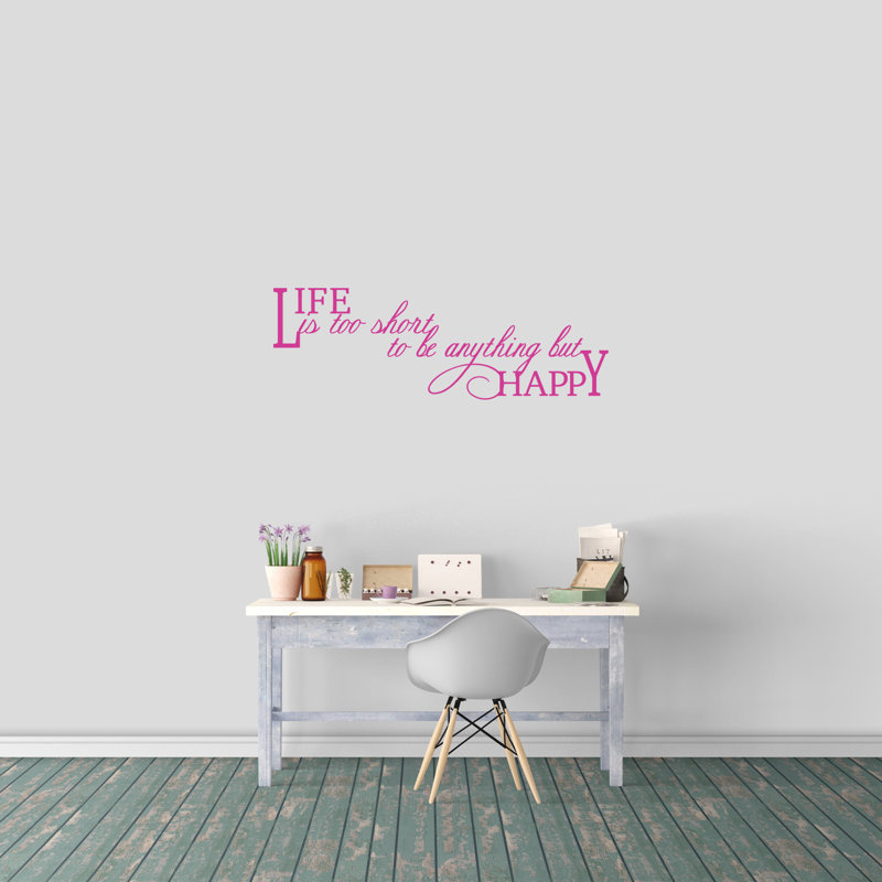 Décalcomanie murale "life is too short", Rose vif