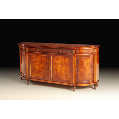 Italian Walnut Burl Serpentine Sideboard with Curved Doors