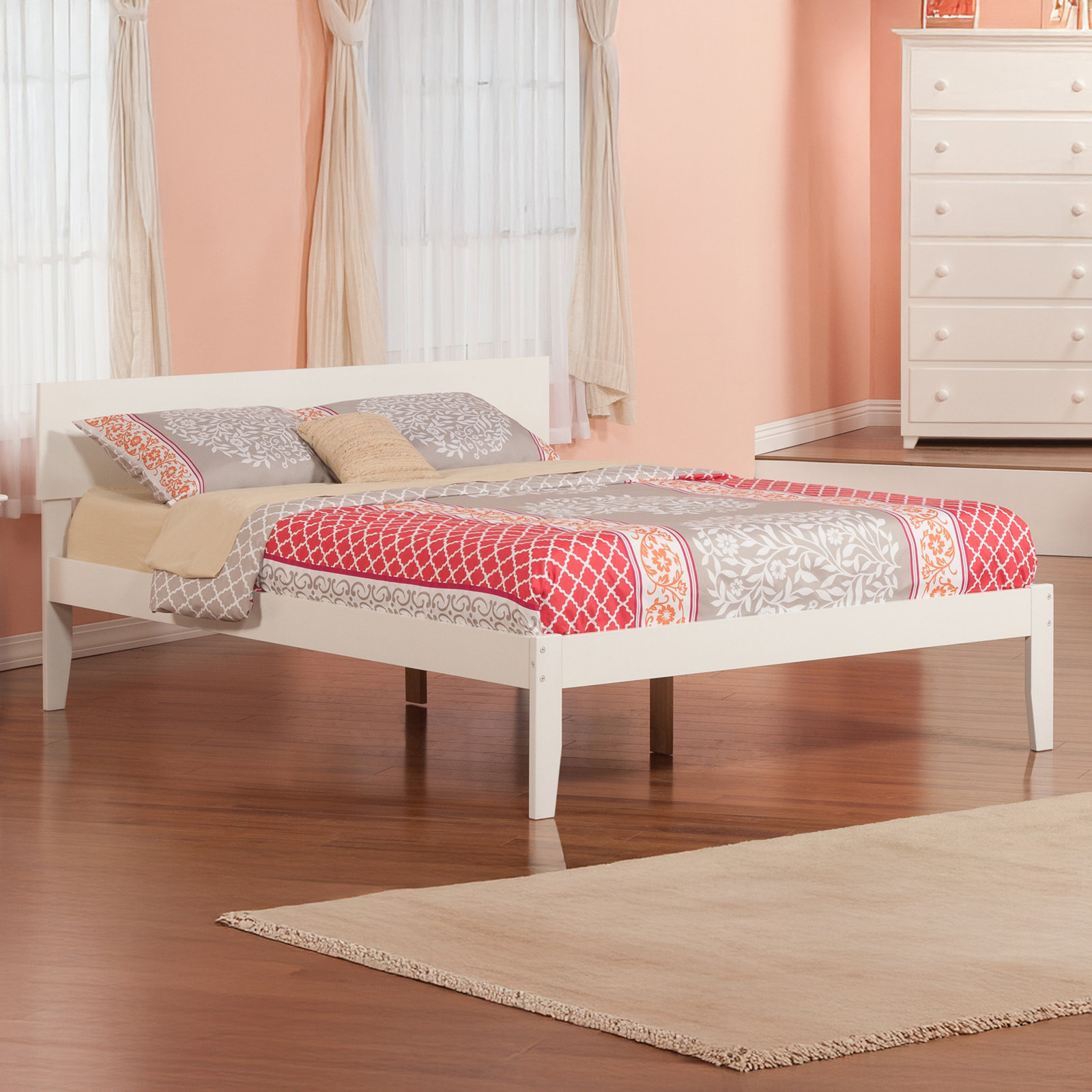 Lampley Solid Wood Platform Bed, White, Queen