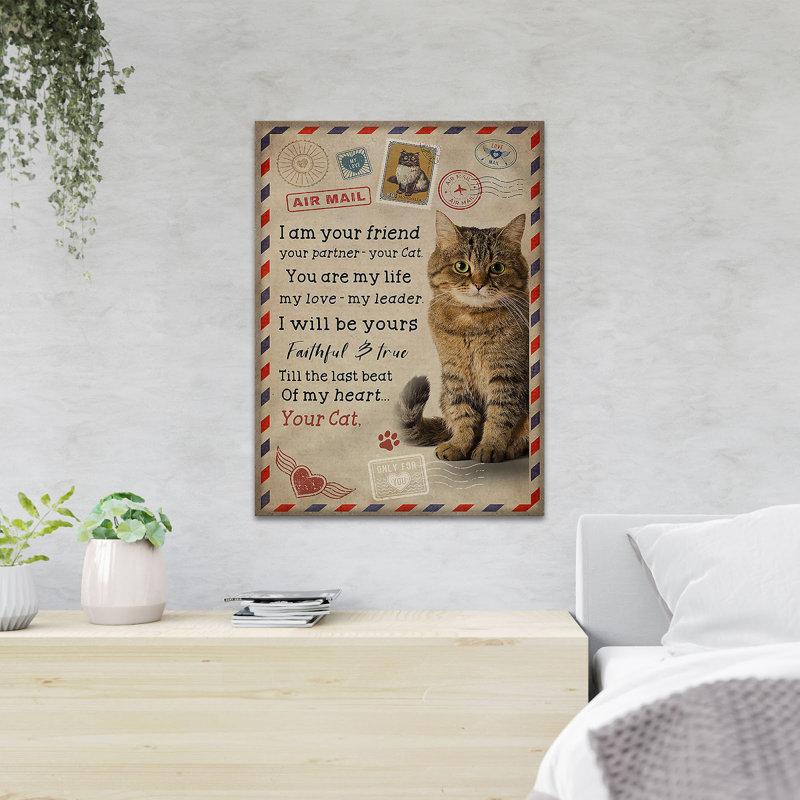 «A Cute Cat - I Am Your Friend Your Partners Your Cat», reproduction d'art graphique sur toile tendue