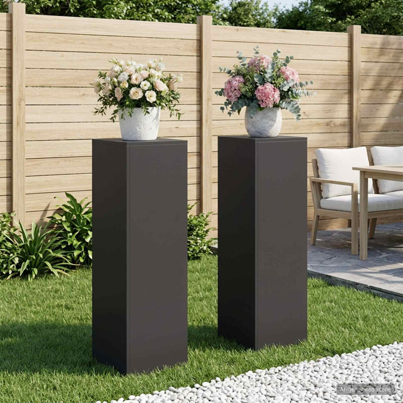 Support pour plantes, ensemble de 2, noir, 30 x 30 x 100 cm, acier, 2 x (30 x 30 x 100 cm), Noir