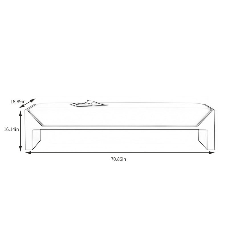 Banc rembourré en cuir Rupakus, H 16,14 po x l 70,86 po x P 18,89 po