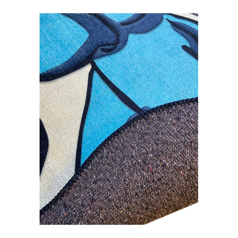 Blue Carpet With Elephant Figures, Novelty 4' x 5'