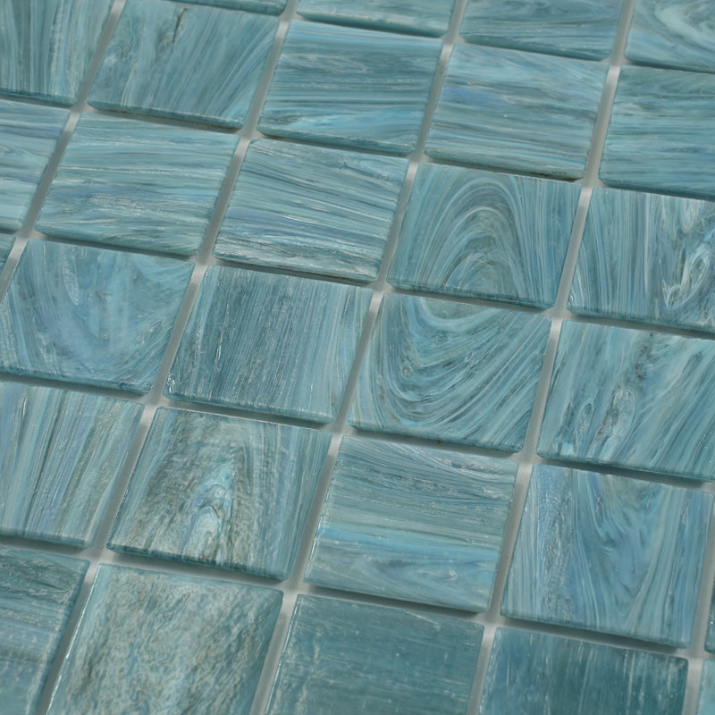 Celestial Glass Grid Mosaic Wall & Floor Tile, Yale Blue