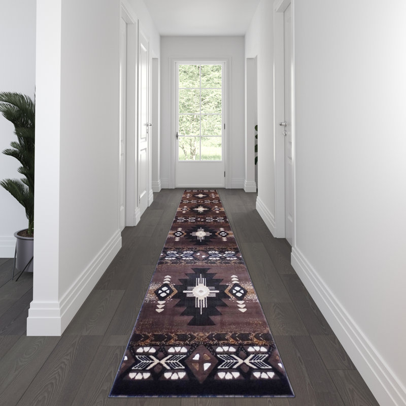 Leitha traditionnel en fibre d'oléfine, Tapis de couloir 2 pi 7 po x 15 pi 7 po