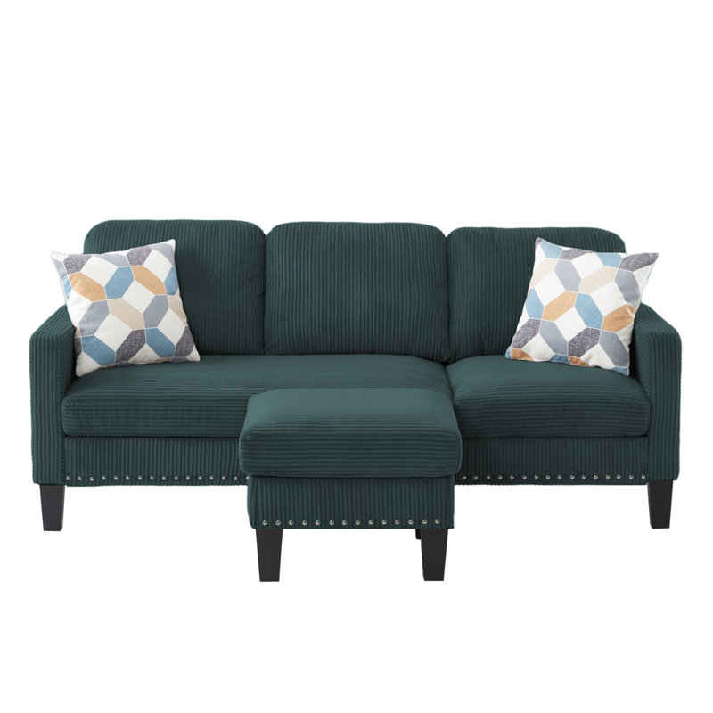 Canapé modulaire large 72,64 po, Vert ; noir