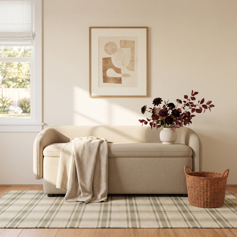 Bredon Polyester Blend Upholstered Bench with Flip Top, Capri Wicker Performance Chenille