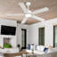 Ventilateurs de plafond blancs modernes de 52 pouces avec lumières à DEL et télécommande / application, moteur à courant continu réversible, 3CCT à intensité variable, silencieux, ventilateur de plafond pour la chambre à coucher, utilisation intérieure / extérieure couverte-117580826-117580825