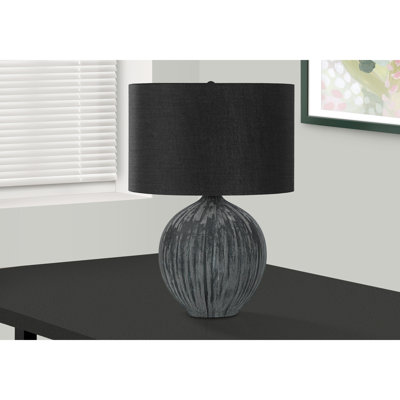 Lighting, 23 po, lampe de table, céramique noire, abat-jour noir, contemporain