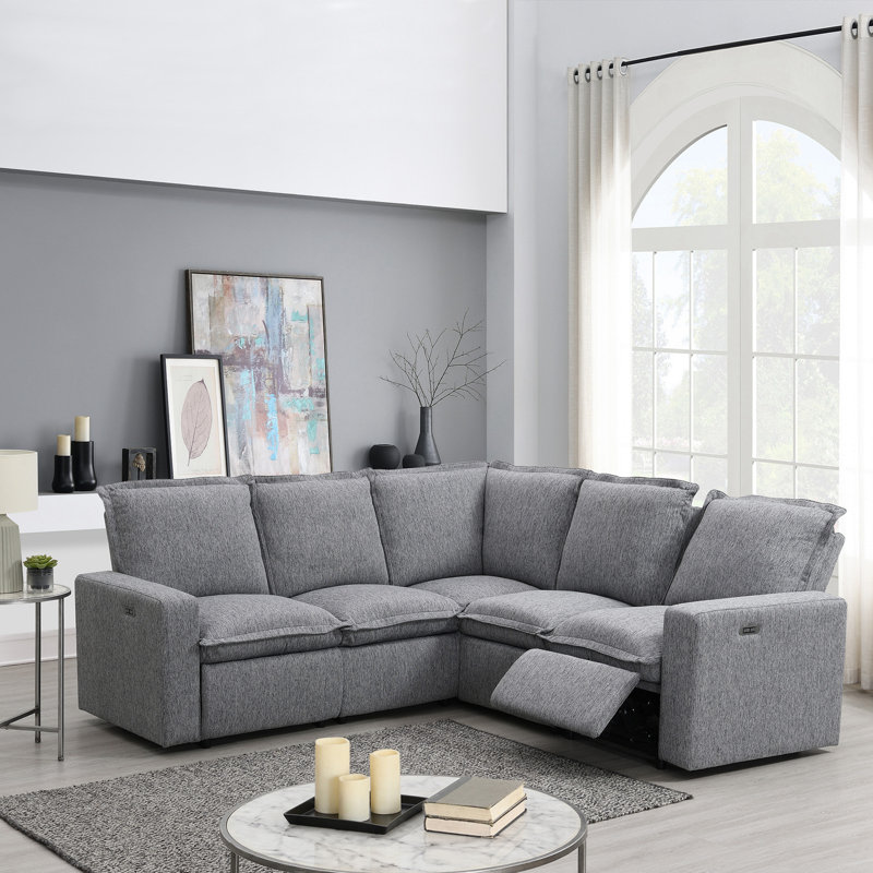 Fauteuil de cinéma inclinable électrique Aaminah, Lin gris