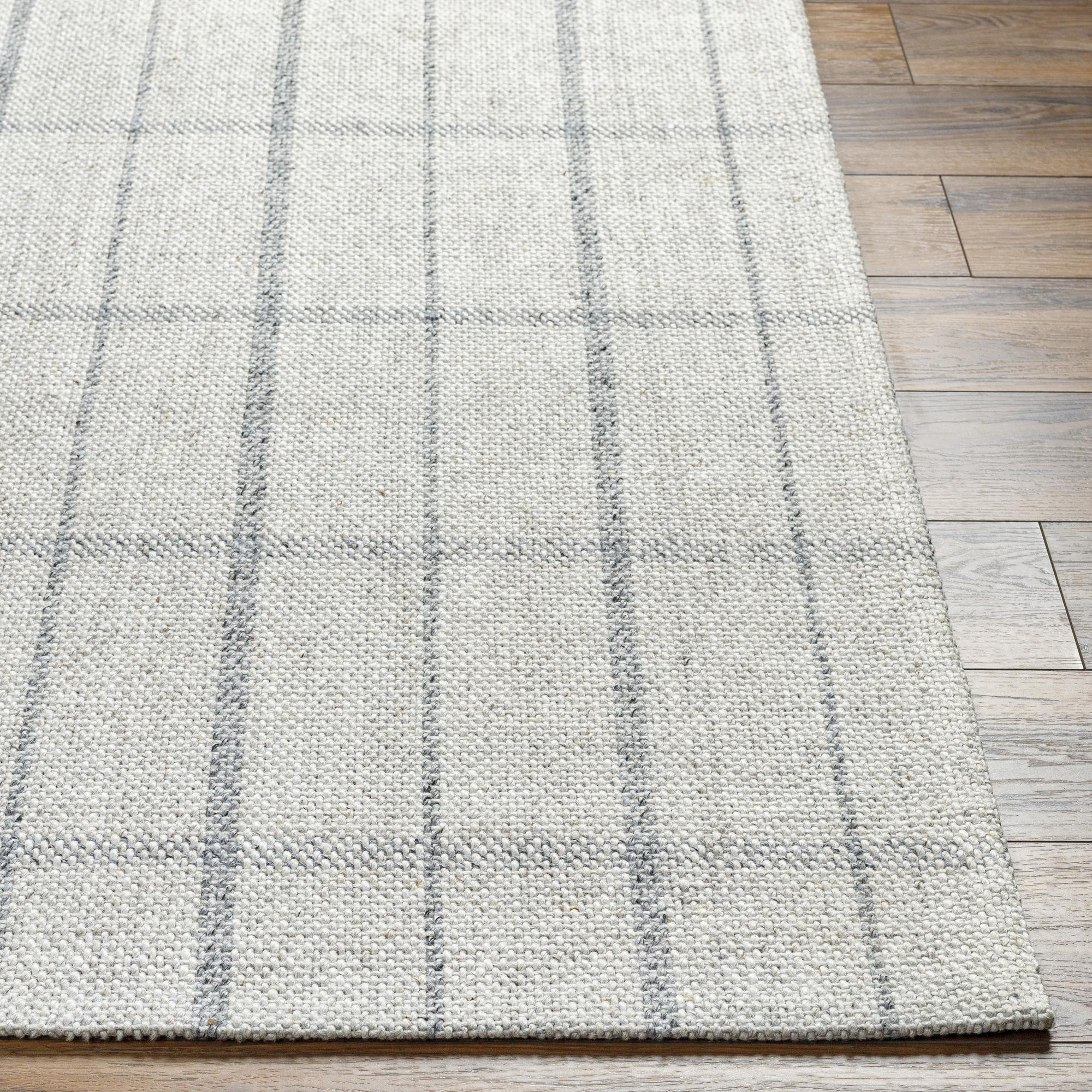 Mathers Handmade Wool White/Gray Rug, Rectangle 2' x 3'