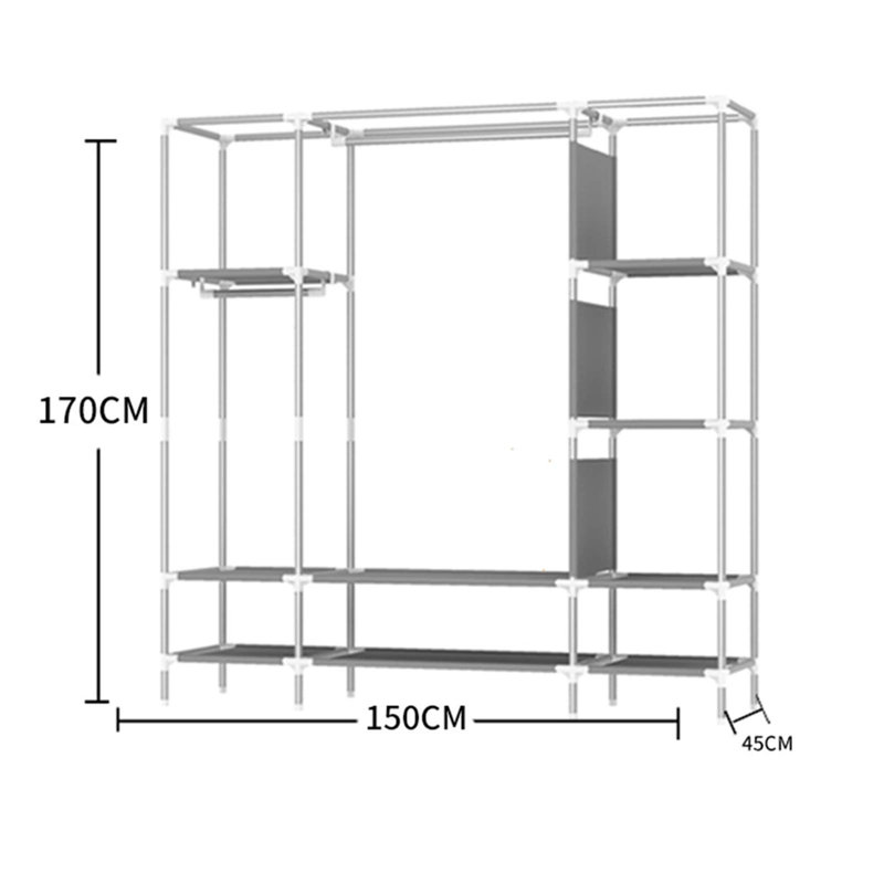 URBNLIVING Metal Wardrobe, Deep Coffee