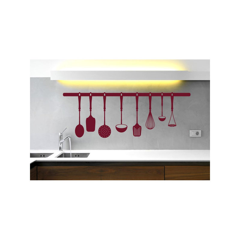 Kitchen Instruments Wall Sticker, Large, Burgundy