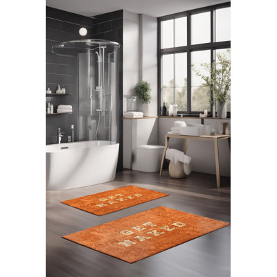 Ensemble de tapis de bain de luxe Eakly (2 pièces), 100% polyester, 16,0 x 23,6 pouces et 23,6 x 39,4 pouces | Conception antibactérienne antidérapante, hauteur de poils de 0,3 po | Lavable à la machine, durable et facile à nettoyer | Idéal pour la décoration de salle de bain