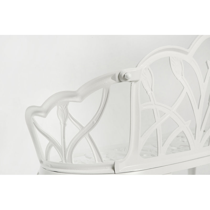 Banc de jardin pour patio, banc de parc en métal avec rose floral
