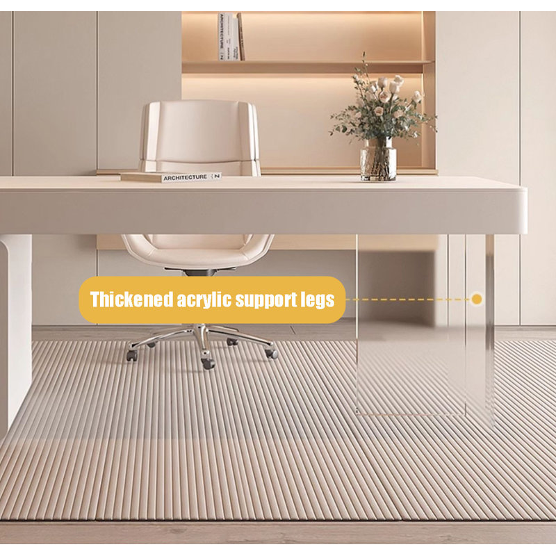 Bureau de table moderne en pierre frittée avec tiroirs Modern, H 29,53 po x l 62,99 po x P 23,62 po, Blanc