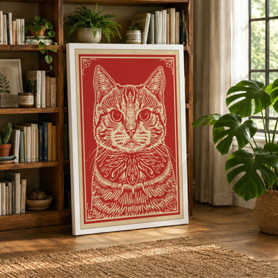 Heraldic Cat Art Deco - Wrapped Canvas