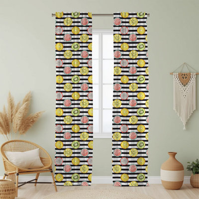 Semi Sheer Fruit Print Curtain Single Panel