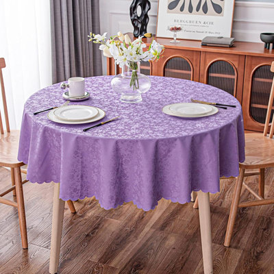 Nappe ronde, nappes en vinyle résistantes et imperméables, housse de table lavable et lavable pour la cuisine et la salle à manger, 70 po x 70 po