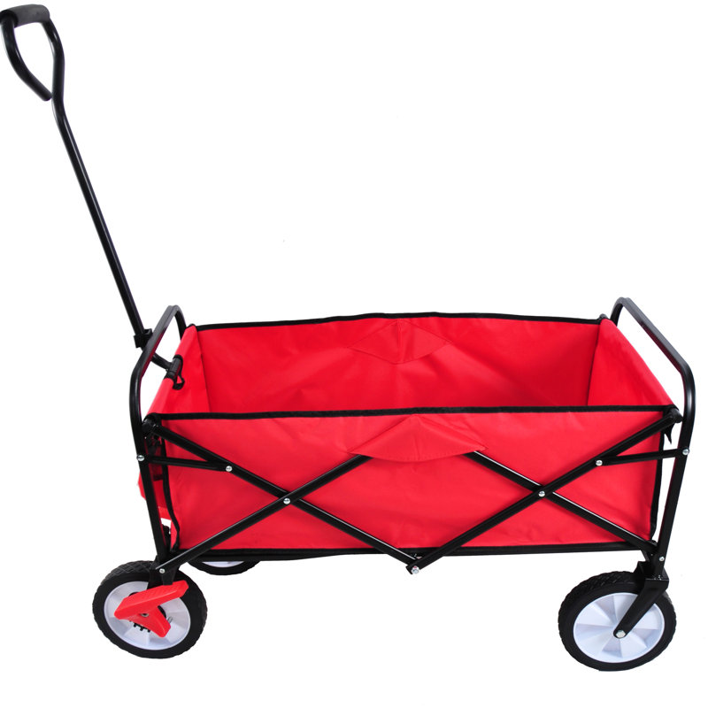 Chariot pliant robuste - 21,65 po de largeur, rouge 600D pour le camping, le magasinage et les sorties à la plage, Rouge