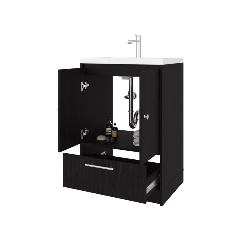 Meuble-lavabo autoportant à 2 portes, 36 pouces de hauteur, 24 de largeur, 17,8 de profondeur, finition, panneau de particules, finition de rangement pratique et élégante sur solution simplifiée