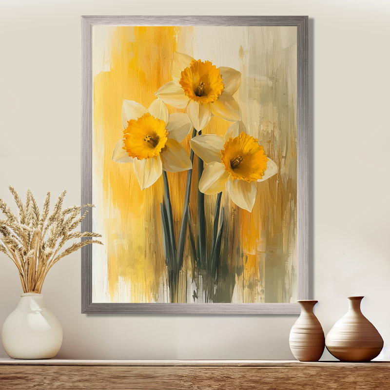 Hendrickson - Floral Wall Art Prints, 32" H x 16" W, Silver, Framed Print without Mat