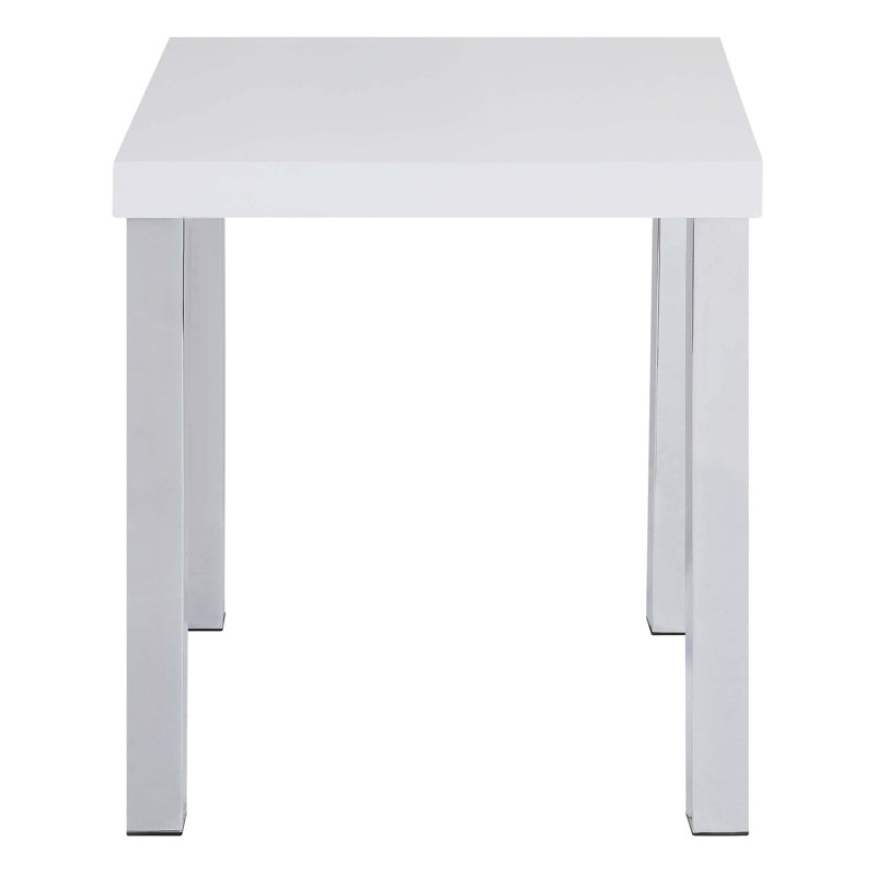 White High Gloss and Chrome End Table