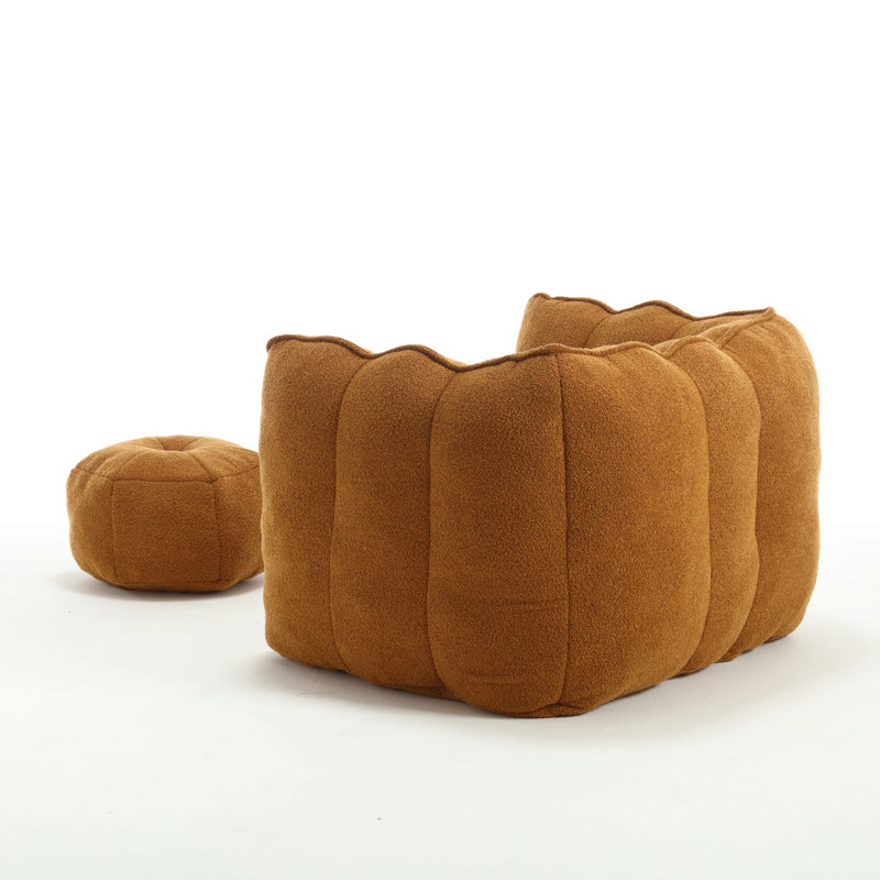 Fauteuil à billes souple avec mousse haute résilience (copeaux) pour le salon et la chambre à coucher, canapé carré confortable avec repose-pieds, housse pour adultes pour jouer, lire et regarder la télévision