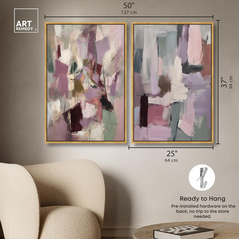 Ensemble d'art abstrait sur toile « Earth and Ether Duo » de Art Remedy, cadre noir, 10 x 15, H 37 po x l 25 po