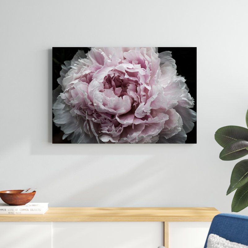 «Pink Peony Passion I» par Irena Orlov - photographie sur toile tendue, H 24 po x l 36 po, Non, Toile avec cadre doré