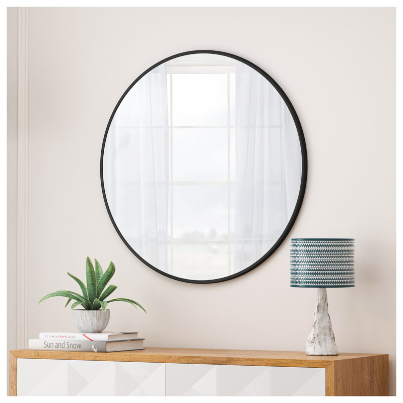 Miroir mural 48 pouces surdimensionné noir, Noir, 48 po x 48 po