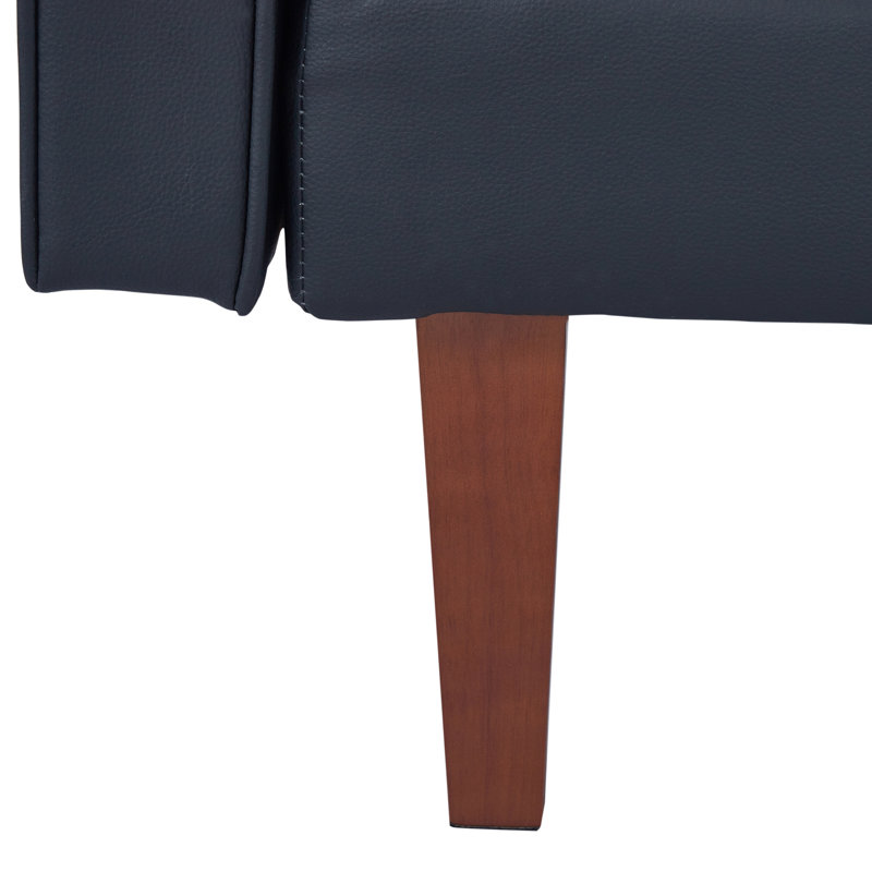 Canapé-lit 68 po Mid-Century, Similicuir gris
