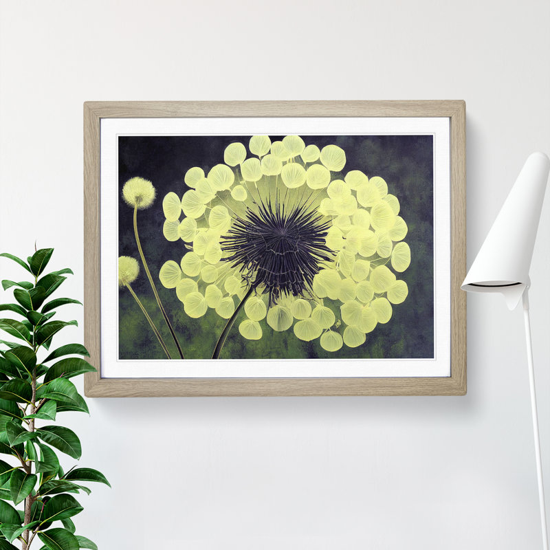 Captivating Dandelion Flowers - Framed Print, 46cm H x 64cm W x 2cm D, Oak