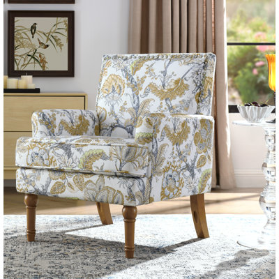 Chaise d'appoint, fauteuil floral, garniture cloutée, pieds en bois massif, mobilier de ferme, fauteuil de chambre rembourré, chaise d'appoint, imprimé traditionnel, salon Wayfair.