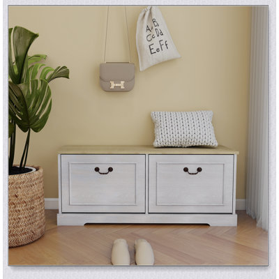 Banc de rangement pour chaussures avec 2 tiroirs rabattables et tablette réglable pour le vestibule, le couloir et la chambre à coucher, maximisant l'organisation et l'efficacité de l'espace