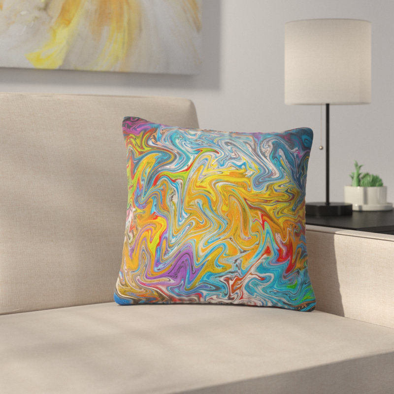 Coussin contemporain à écoulement fractal, 16 po x 1 po