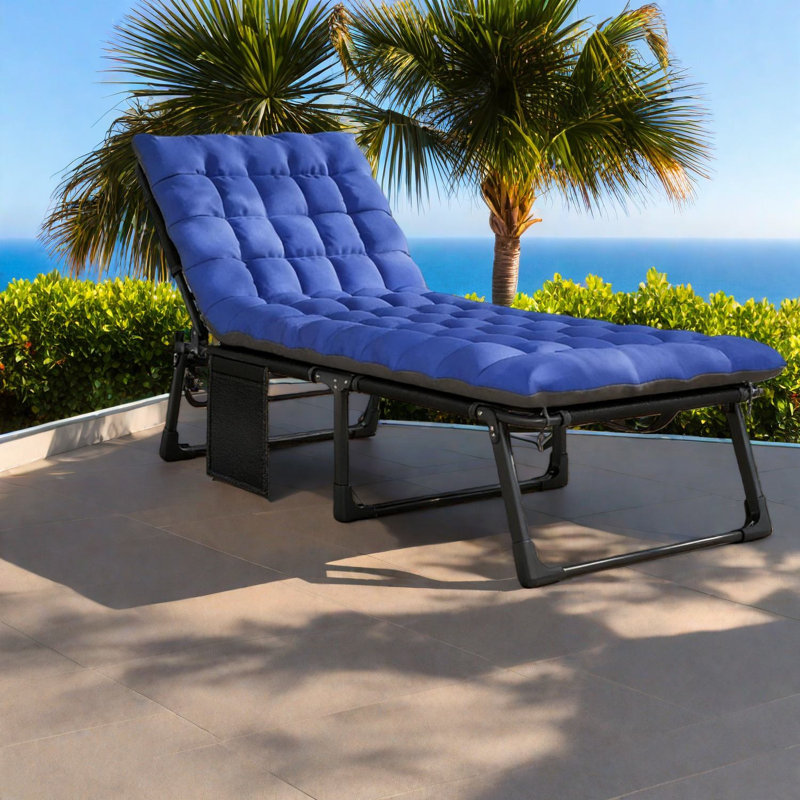 Chaise longue portative pliante portative avec dossier réglable, structure en acier