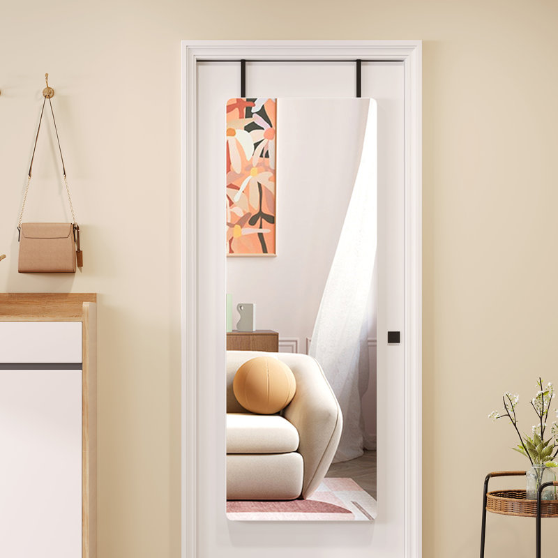 Flat Metal Framed Wall Full Length Mirror, White