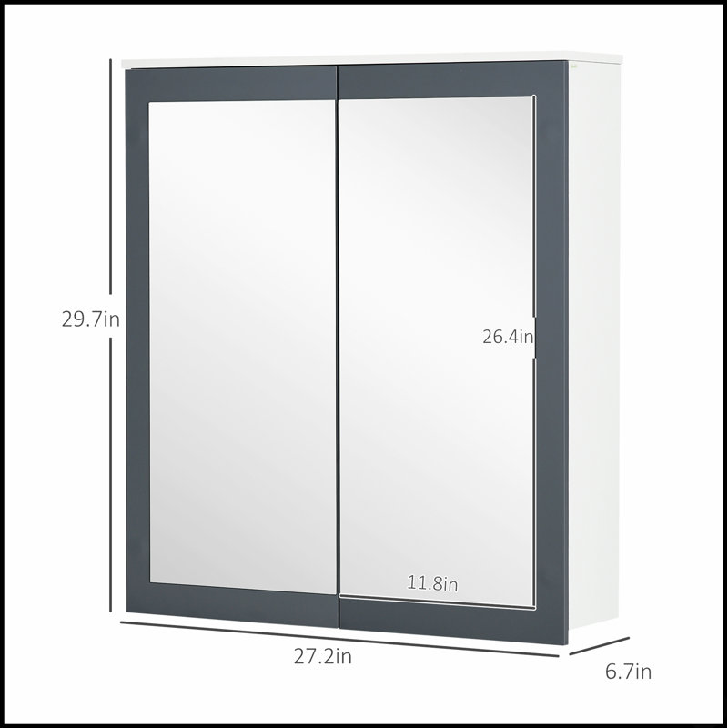 Armoire à pharmacie murale avec miroir et tablettes réglables, parfaite pour les salles de bain modernes et un rangement efficace