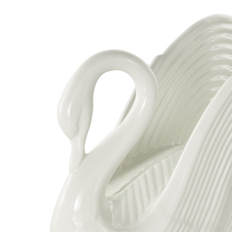 Sculpture cygne en céramique Jadison, Blanc