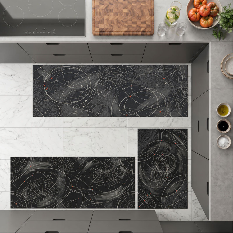 Celestial Map Non-Slip Washable Kitchen Mats